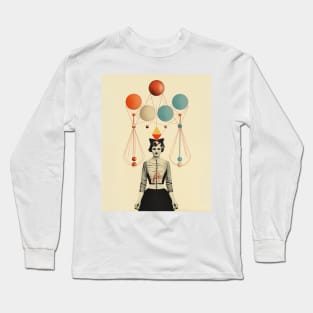 Thinking circus lady paper collage Long Sleeve T-Shirt